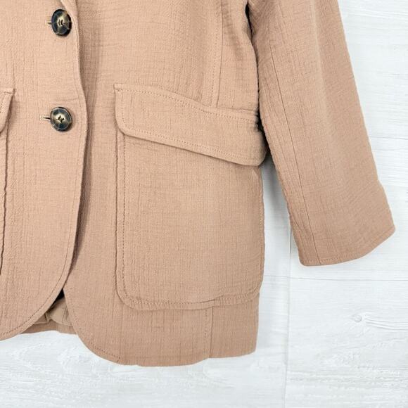 Madewell Blazer Size XS Tan Larsen Cotton Linen Relaxed Minimalist Career Preppy - Picture 8 of 16